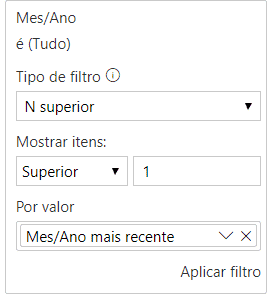 Configurações do filtro