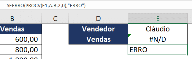 Utilizando a fórmula SEERRO para tratar o ND do PROCV