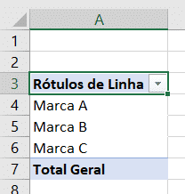 Inserindo a informação de Marca no campo de Linhas