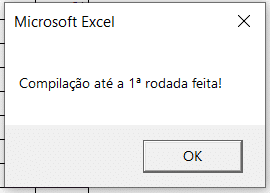 Mensagem após a compilação - Planilha do Campeonato Brasileiro