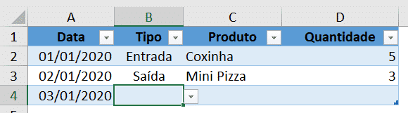 Inserindo novos dados para verificar a validação de dados