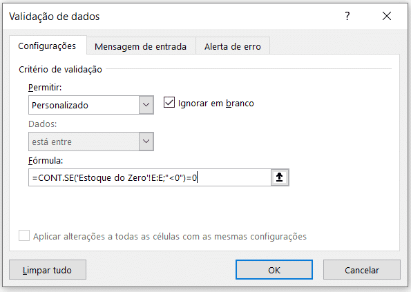 Validação de dados para a quantidade das movimentações - Controle de estoque