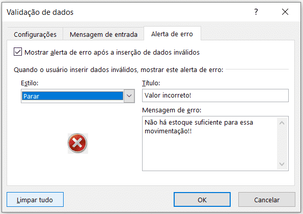 Alterando a mensagem de erro