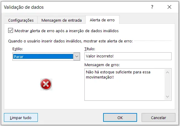 Alterando a mensagem de erro
