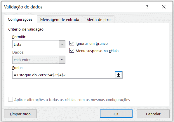 Selecionando os dados para a validação