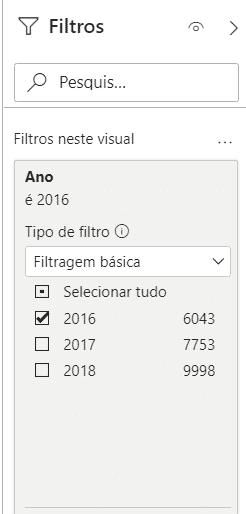 Filtrando por um ano específico