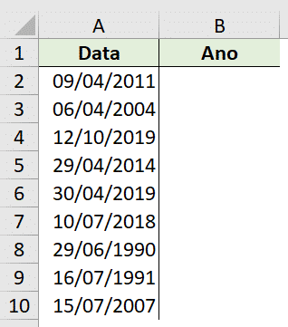 Tabela de datas