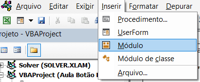 Inserindo um módulo dentro do ambiente VBA - Fazer o Excel Falar