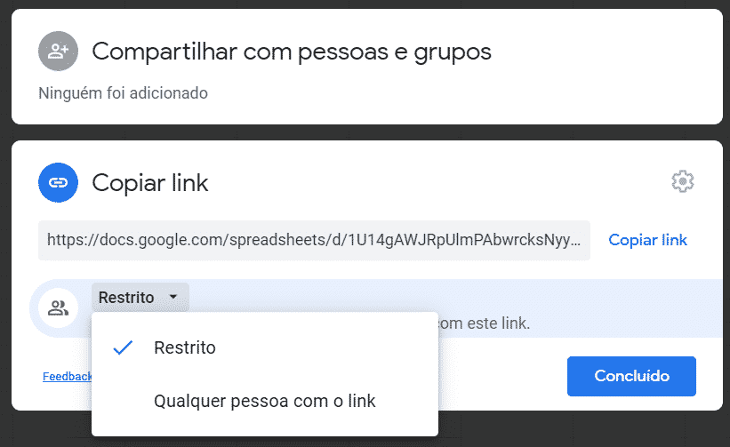 Alterando as opções de restrição