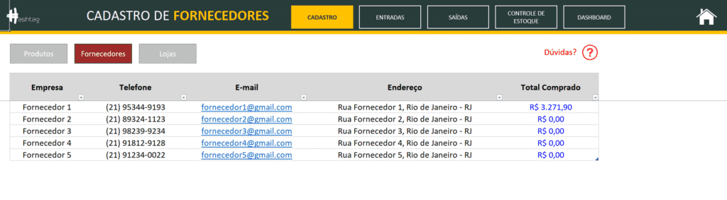 planilha de controle de estoque