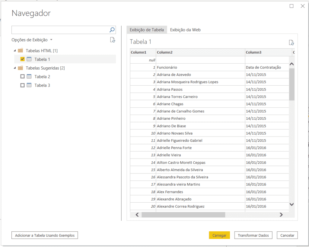 Selecionando a planilha para edição