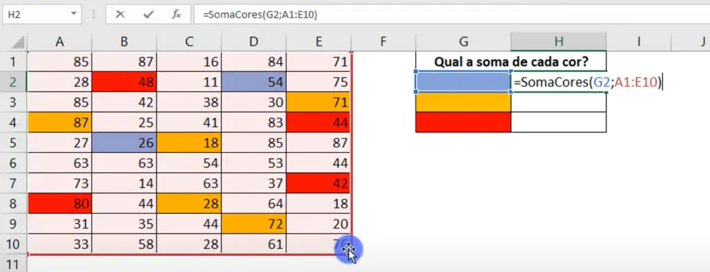 Fórmula SomaCores