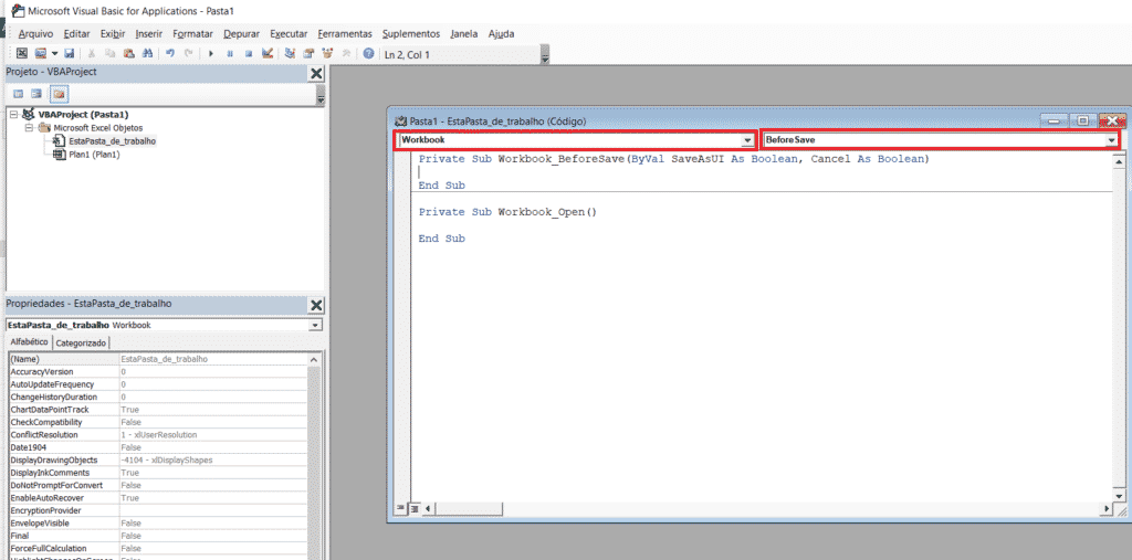 Workbook e Before Save