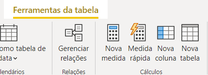 Opção para criar Nova Medida