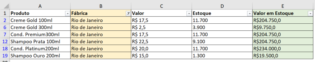 Filtrando por uma fábrica específica - Curso Básico de Excel