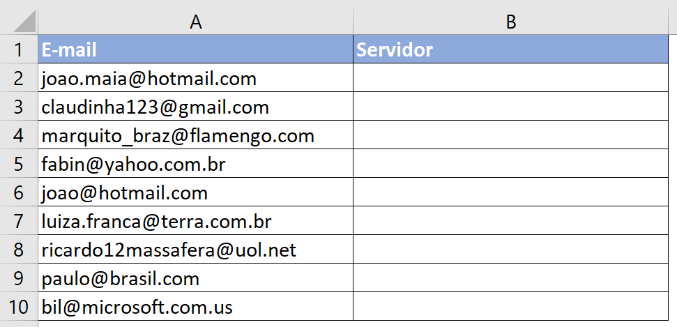 Lista de e-mails