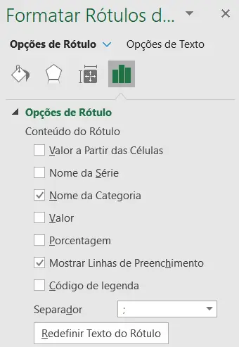 Selecionando as informações para o rótulo de dados