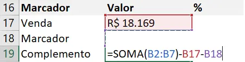Fórmula para o complemento