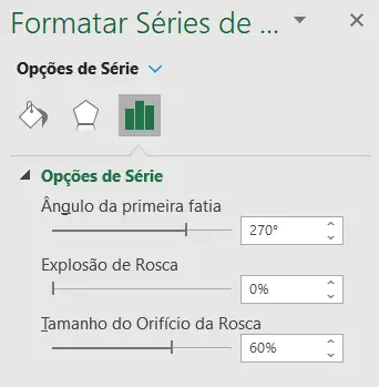 Alterando o ângulo e o tamanho do orifício
