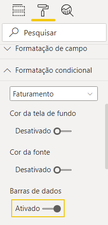Ativando a formatação condicional de barra de dados
