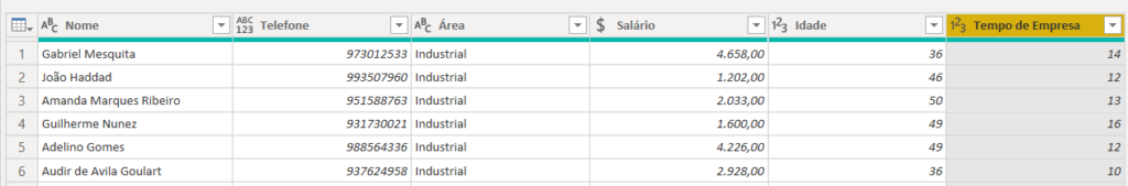 Dados formatados corretamente