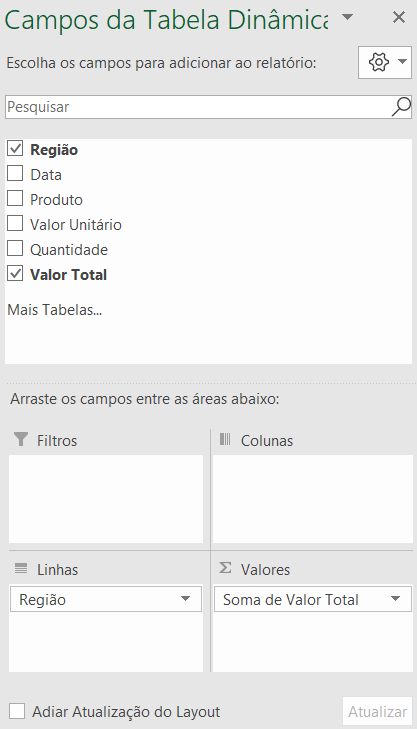 Inserindo as informações desejadas