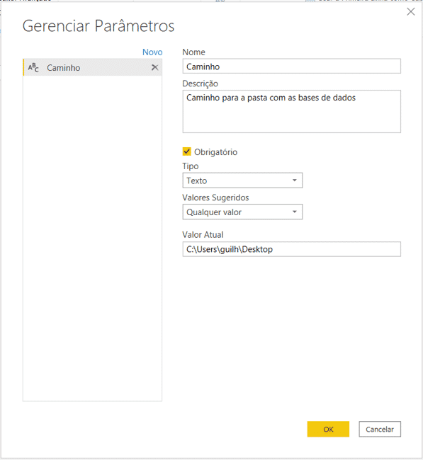 Parâmetro Power BI