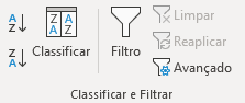 Ferramentas Filtrar e Classificar