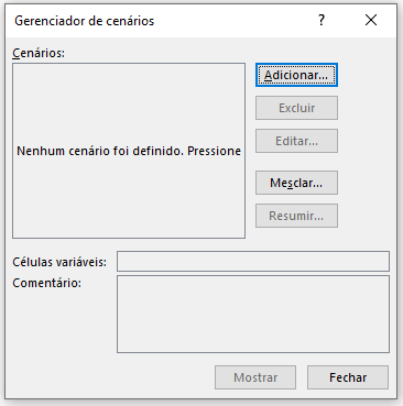 Gerenciador de Cenários