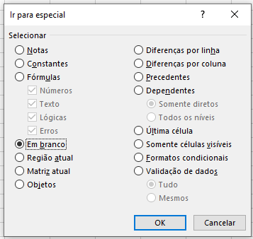 Ferramenta "Ir para especial"