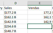 Inserindo alguns valores para o Excel obter o padrão