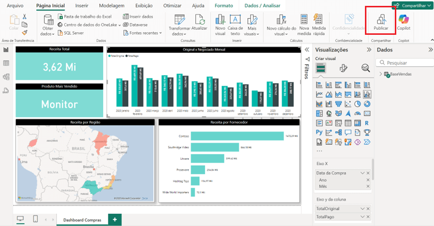 Publicando os dashboards em seu workspace