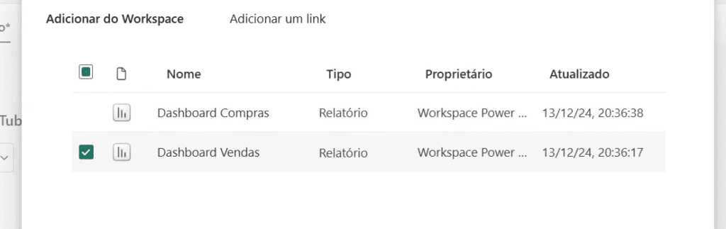 escolhendo os arquivos do workspace