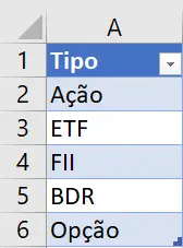 Aba Opções