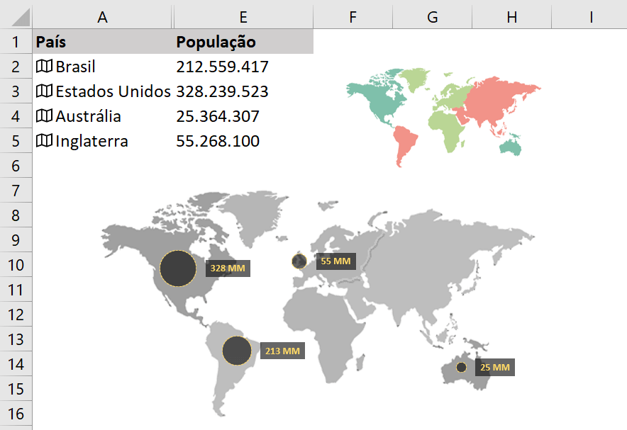 Gráfico de Mapa em Versões Antigas do Excel 1 Gráfico de mapa em versões antigas