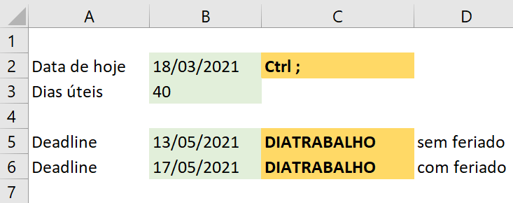 FÓRMULAS EXCEL IDENTIFICANDO FINAIS DE SEMANA/FERIADOS - Excel