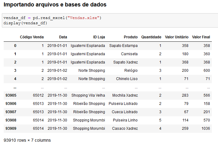 Importando arquivos e base de dados