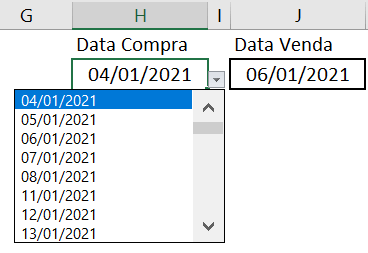 Validação de dados com datas