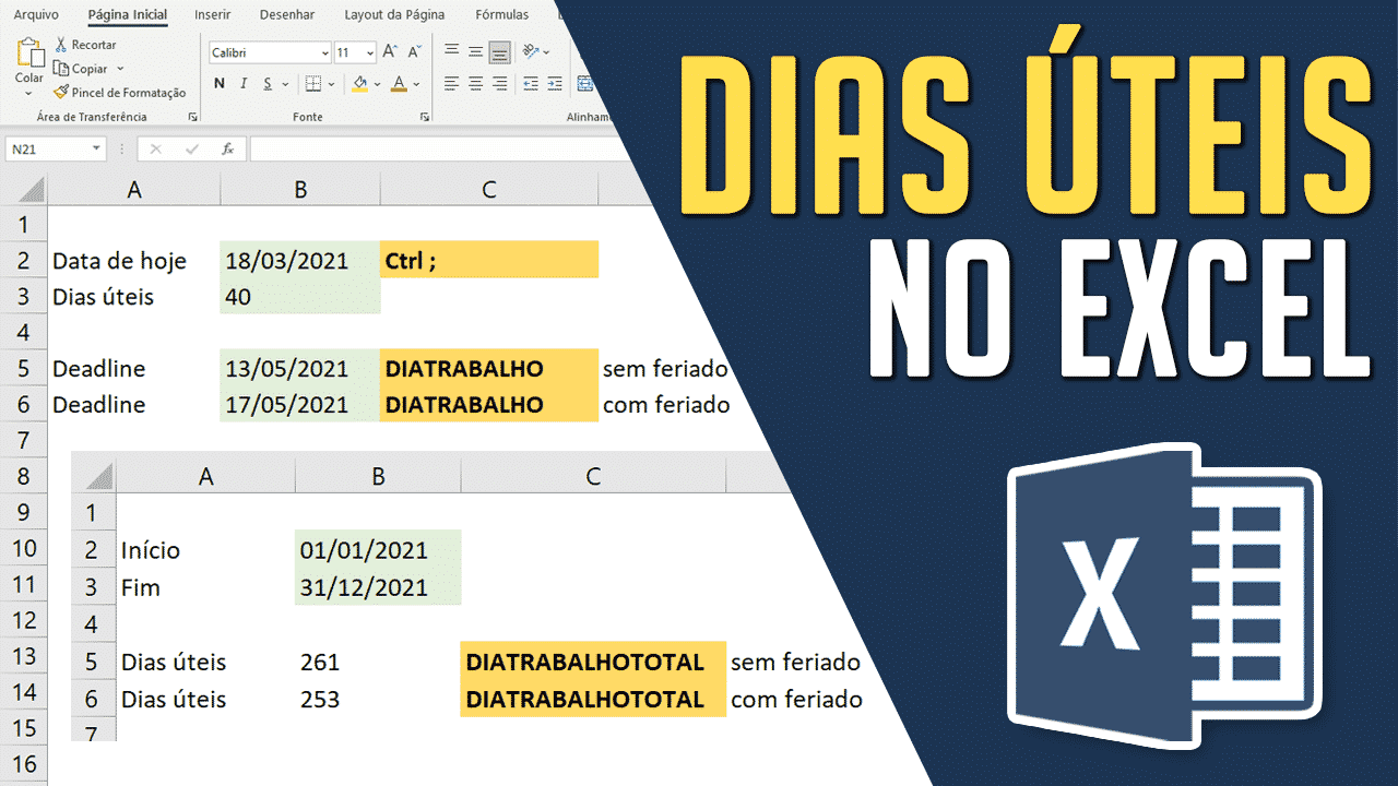 FÓRMULAS EXCEL IDENTIFICANDO FINAIS DE SEMANA/FERIADOS - Excel RAP10 