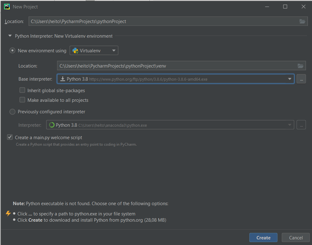 Ambiente virtual no Pycharm