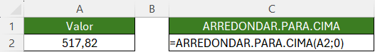 Função ARREDONDAR.PARA.CIMA()