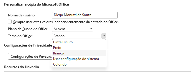 tema dark no Excel