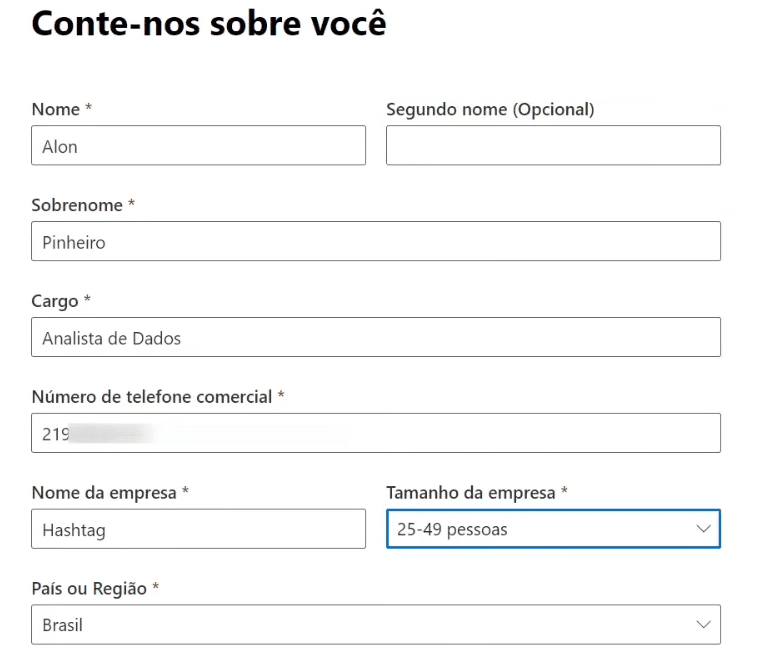 preenchendo as informações