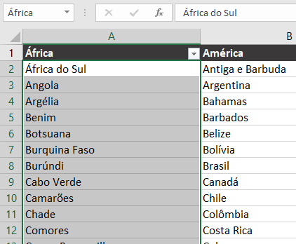 Alterando o nome da seleção de células