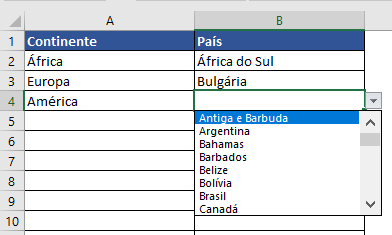 Lista Condicional no Excel