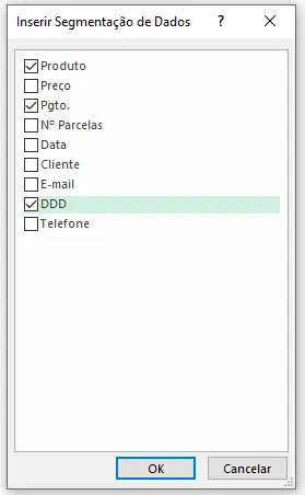 Segmentacao de Dados no Excel 2