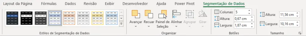 Opções de configuração da segmentação de dados