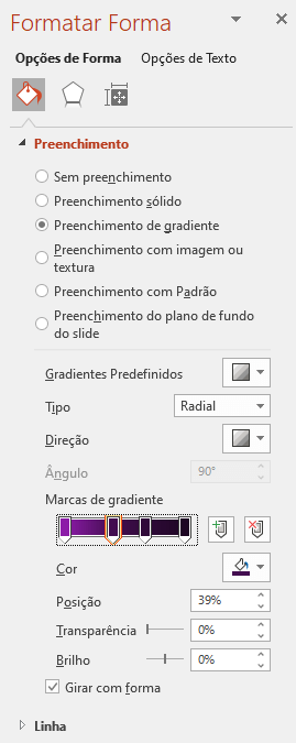 Inserindo e alterando o gradiente do plano de fundo