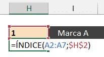 Função ÍNDICE para obter os dados da tabela