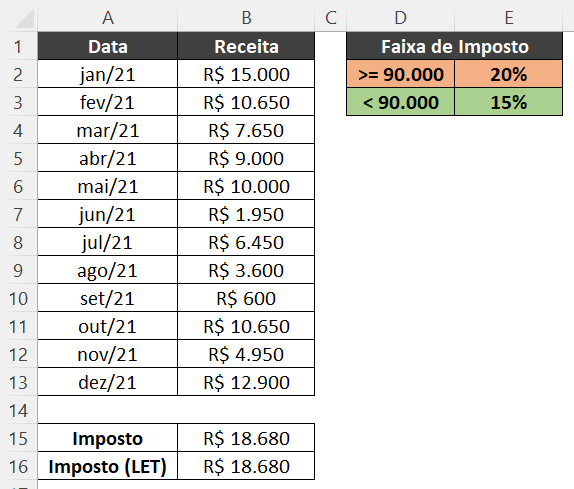 Resultado dos 2 cálculos